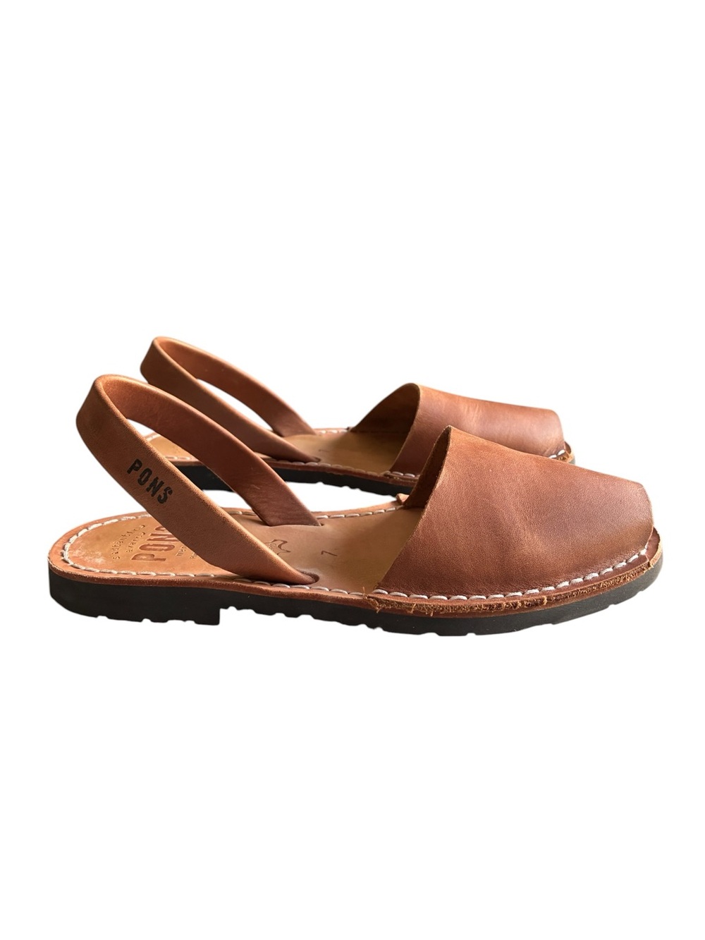 PONS Classic Avarca Menorca Leather Sandals Tan Brown Women’s 7 Spain - Picture 6 of 11